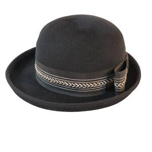 VTG Black Bowler Hat 100% Wool by Henry Pollak NY